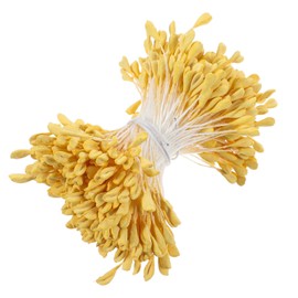 Ouligay 350Pcs Flower Stamens 3mm Double Heads Flowers Stamen for Flower Making Artificial Handmade Floral Stamens for Crafts Wedding Bouquet Scrapbook Decoration Easter supplies Yellow