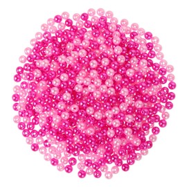1000 Pink Beads, Plastic Pearl Beads 6mm Pearls for Crafting Round Pearls with Hole Pink Bead for Bracelets Necklaces Earrings Jewelry Making Crafting