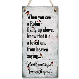 CARISPIBET When you see a Robin | home decorative sign, heartwarming and kind message wall art 12" x 6"