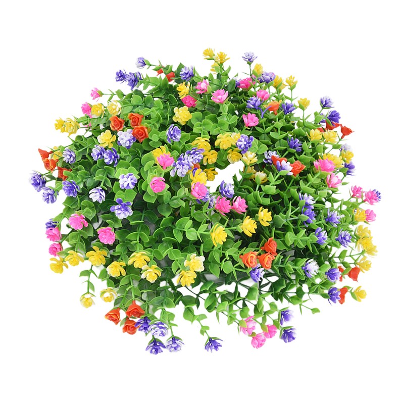Flower Wreath Spring Babysbreath Faux Round Flower Wreath for Living