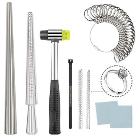 Ring Sizer Mandrel UK Ring Making Tool Kit Ring Shaper Tool Fix Bent Rings Metal Size Measuring Repair Kit with Jewelry Mallet