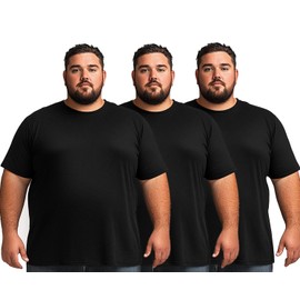 Men’s Big and Tall Shirts 100% Cotton Casual Tee Ultra Soft Breathable Short Sleeve T-Shirts Classic Basic Tops XL-6XL Black