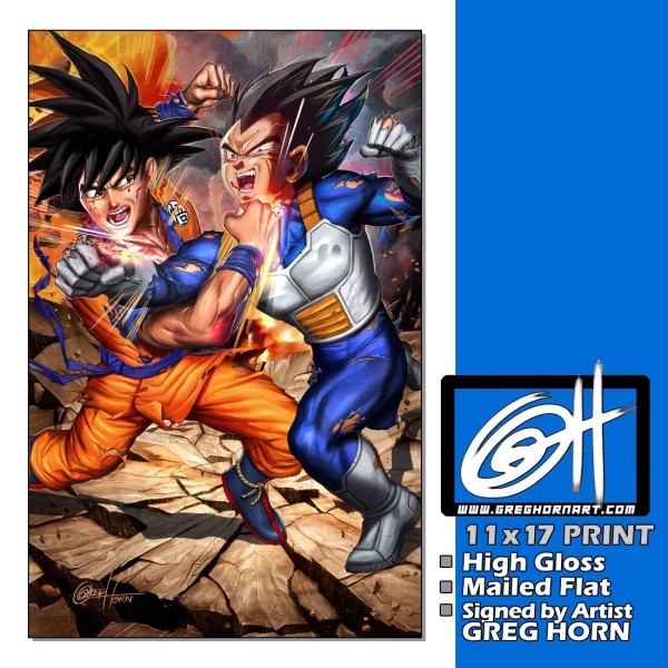 Dragon Ball Vegeta "Battle" 11x17 Print Signed by Artist Greg