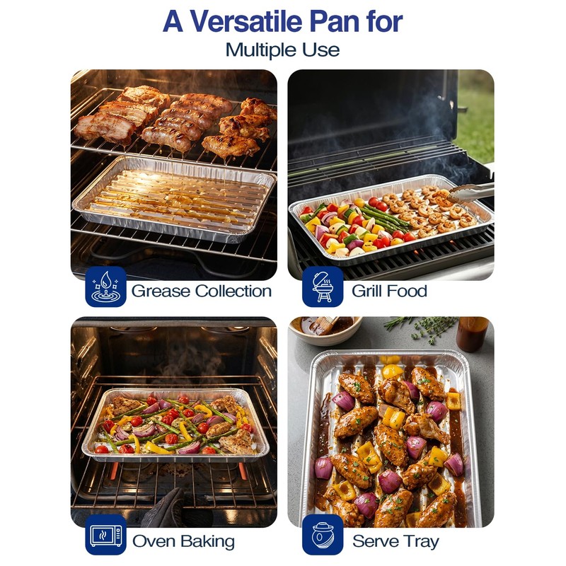 50Pcs Broiler Pans for BBQ Grill, 9x13 Grill Pan Liners