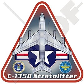 Boeing C-135 Stratolifter USAF C-135B MATS Military Air Transport Service, MAC Military Airlift Command, AMC Air Mobility Command USA US Air Force 3.7" (95mm) Vinyl Bumper-Helmet Sticker, Decal