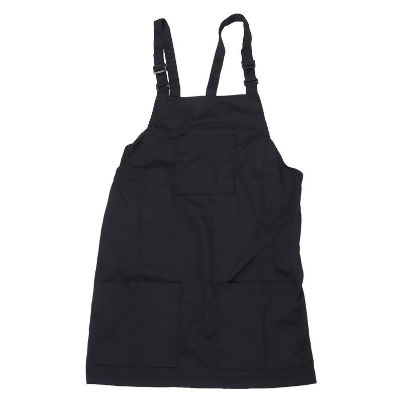 Kitchen Apron Black Apron Polyester Pockets Adjustable Strap Unisex Apron