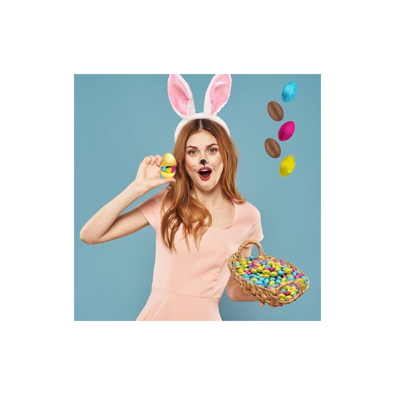 Easter Pastel Foiled Eggs Milk Chocolate Mesh Bags, Happy Easter