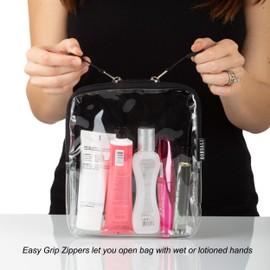 BORSALI Clear TSA Approved Toiletry Bag 4 Pack Travel and Cosmetic Organizer - Carry On Quart Size for 3-1-1 Liquids & Other Personal Items - For Luggage, Purse or Car