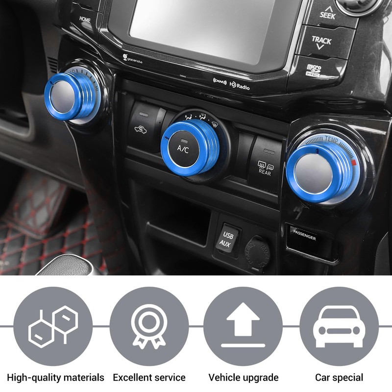 JeCar Air Conditioner Button Trim Cover Aluminum Alloy Knob Cover