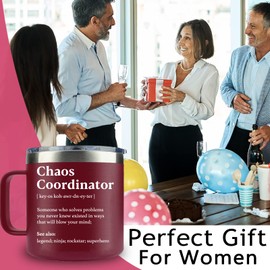 WECACYD Chaos Coordinator Tumbler Mug 14 Ounce Red -Administrative Professional Day Gifts Teacher Appreciation Gifts for Women, Thank You Gifts for Coworker, Office, Nurse - Boss Lady Gifts for Women