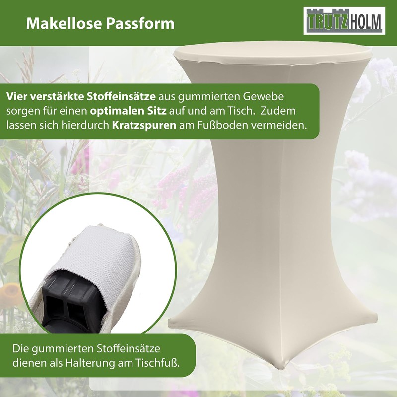 TRUTZHOLM 2 x Bar Table Covers Stretch 70 cm Beige