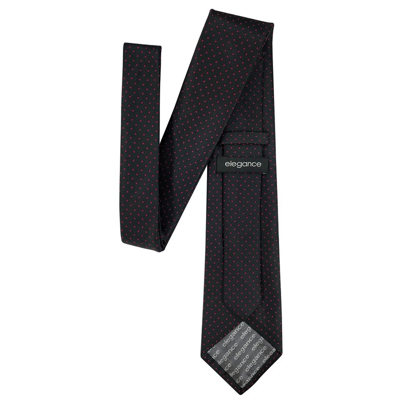 (リトリーズ) RETREEZ ピンドット柄 マイクロファイバー 織り生地 メンズ タイ ネクタイ - ブラック地&レッドのピンドット柄