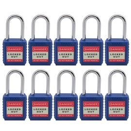 Unity Safety Lockout Tagout Padlock 1-1/2''(40mm), Keyed Alike Lockout Locks, Lock Out Tag Out Padlocks, Loto Locks, Electrical, Machines, Pluming, Circuit Breaker Lockout Locks (10, Blue)