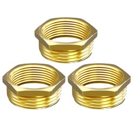 Aitsite Reducer 3/4 to 1 inch made of brass, reduction thread fitting with hexagon, 1 inch male thread x 3/4 inch female thread, brass fitting for pipe connection (3 pieces)