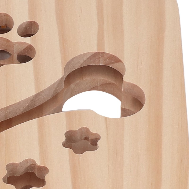 3D Night Lamp Bone Paw Print Pattern Hollow Design Wooden
