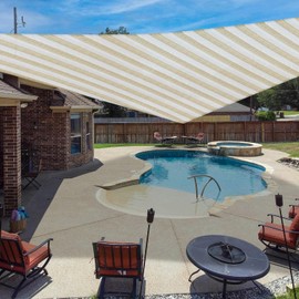Windscreen4less 7' x 24' x 25' Sun Shade Sail Right Triangle Outdoor Canopy Cover UV Block for Backyard Porch Pergola Deck Garden Patio (Beige White Stripe)