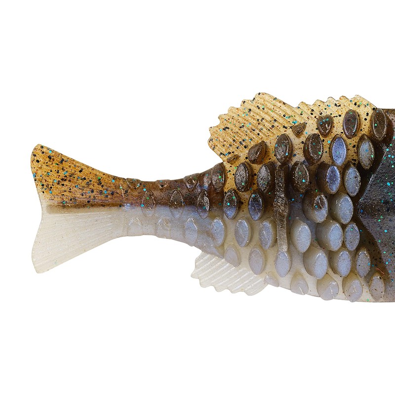 PowerBait Gilly IKE's Green Pumpkin Blue Flash 130mm