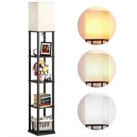 addlon Floor Lamps with Shelves, 5-Tier Modern Shelf Floor Lamp with 3CCT LED Bulb, Display Floor Lamp for Living Room, Bedroom and Office - Black