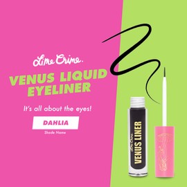 Lime Crime Venus Pigmented Liquid Eyeliner with Precision Brush, Dahlia (True Black) - Ultra Matte Water-Based Formula is Long-Lasting, Smudge-Proof & Quickly Dries - Vegan & Cruelty-Free