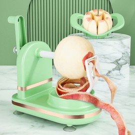 Pelador de Frutas, Cortador de Frutas Multifuncional con Manivela Manual, Pelador de Manzanas de Acero Inoxidable PPApto para Uso en la Cocina. (Verde Claro)