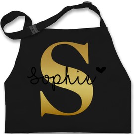 Geschenk mit Namen personalisiert by Shirtracer - Children's Apron for Boys and Girls - Christmas Name Initial Letter - Name Gift, 7 Black