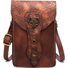 Medieval Leather Belt Pouch – Versatile Renaissance Bag for Ren Faire, Crossbody Cell Phone Holder, and Fairy Accessories - Brown Viking