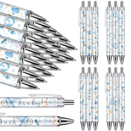 Chuangdi 24 Pcs Baby Shower Ballpoint Pens Favors Bulk Retractable Ballpoint Pen Black Ink with Baby Shower Gifts for Guests School Supply(Boy)