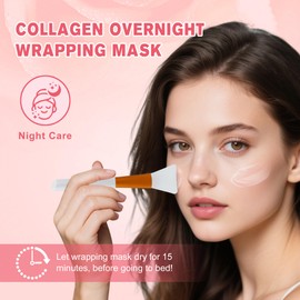 YIMEIR YIMEIR Collagen Night Wrapping Mask, Hydrolyzed Collagen Overnight Mask with Brush Peel Off Facial Mask Pack Tighten & Hydrating Collagen Face Mask Skincare, Reduces Sagging & Dullness (2.65 fl.oz)