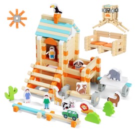 ZLLkeji Building Blocks Wooden Colourful Building Blocks Toy 122 Pieces Wooden Building Blocks Building Kit Children's Toy for Gift from 3 4 5 6 7 8 9 10 Years Boys Girls Building Blocks Children's