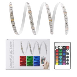 2.5 Metre RGB LED Strip Set (60 LED/m, IP20) with Controller, 24 Button Remote Control and 3 A Power Supply