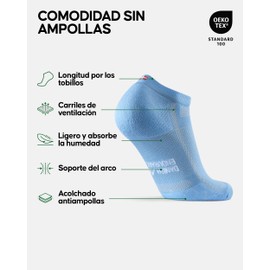DANISH ENDURANCE Calcetines Cortos de Running Largas Distancias Azul Claro M 3-pack