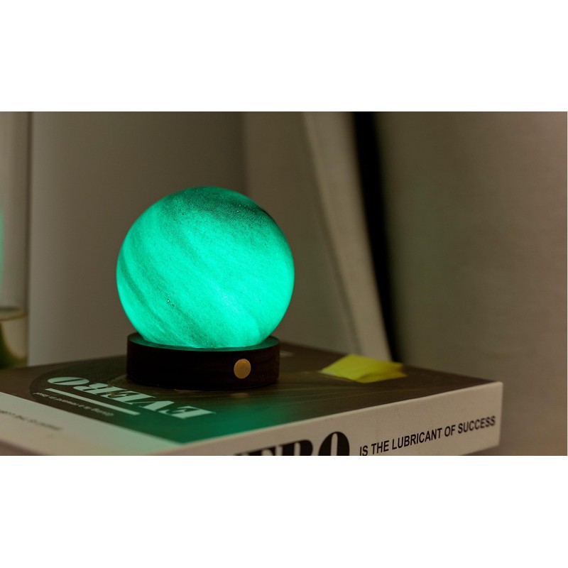 Gingko AstraGlass Lamp (Lamp), Walnut Wood and Glass, Mini, Sand