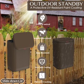 PAWZIDEA Wall Mount Dog Poop Trash Can Outside, 2.1 Gallon Small Dog Waste Bin with Lid, Activated Carbon Odor Control, Waterproof Metal Pet Waste Disposal Container, Fence Hang Poop Proof Garbage Can