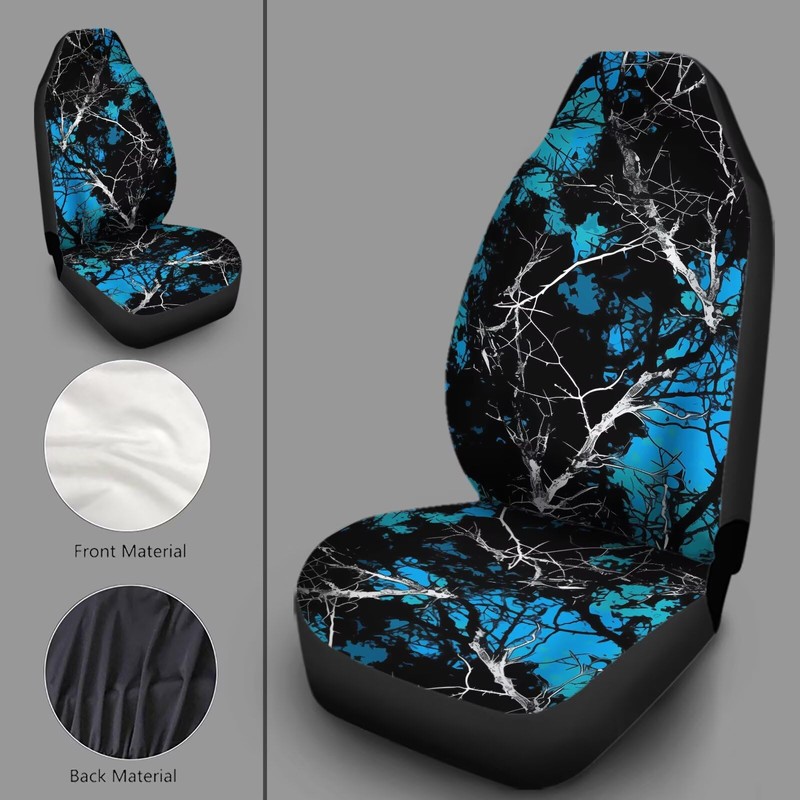 Jodoolang Blue Camoflage Tree Car Seat Covers, Universal Breathable Washable