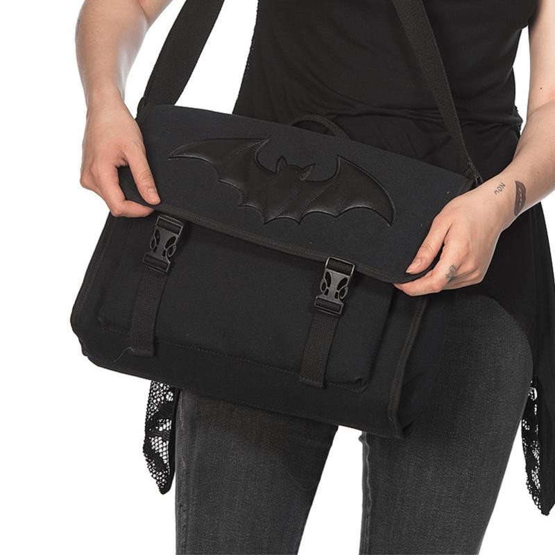 Black Canvas Bat Messenger Bag