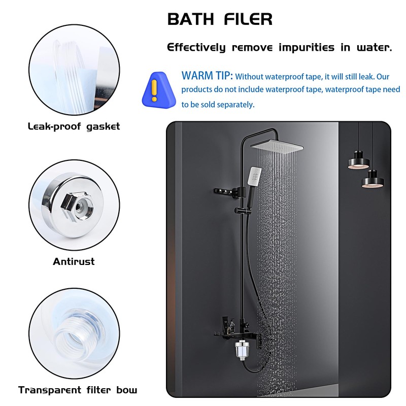 Shower Water Filter, Shower Filter with Two Interchangeable Filter Elements,