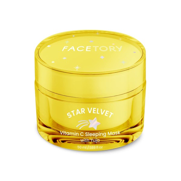 FACETORY Star Velvet Vitamin C Illuminating Sleeping Mask with Antioxidants- Evens Tone, Moisturizes, Protecting, Overnight Face mask, Cruelty-Free, No Fragrance, 50ml/ 1.69 oz