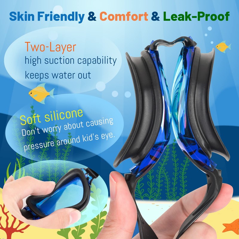 Braylin Kids Swim Goggles, 2-Pack Swimming Goggles for Children, Teens,
