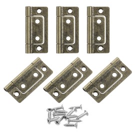 sourcing map 6Pcs 2x1 Inch Door Hinges Non-Mortise No Noise Bifold Door Hinges Plating for Cabinet Furniture Window Wardrobe with Screws, Bronze