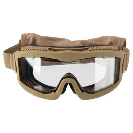 Lancer Tactical AERO Airsoft Tactical Safety Goggles -3mm Dual Pane Lens, Anti-Fog Glasses for Hunting and Cycling-One Len (Tan/Clear)
