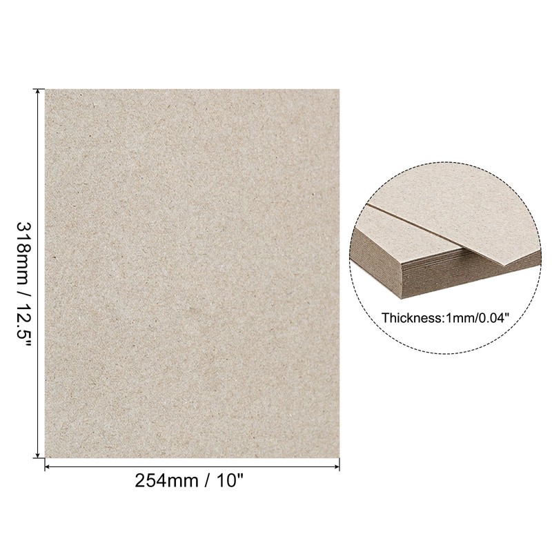 PATIKIL 12.5x10x0.04" Chipboard Sheets, 10Pcs Thick Book Board Binders Board