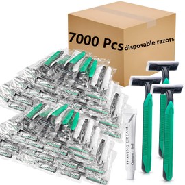 (7000 Pack) Kheoxusa Disposable Razors,Disposable Razors for Men,Mens Disposable Razors,Bulk Razors Disposable Individually Wrapped,Twin Blades Disposable Razor Packed for Lady,Men,Women,Tattoo-Green
