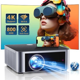 [Auto Focus/4K Support] Projector with WiFi 6 and Bluetooth 5.2, HYTOBP Y3 800 ANSI Native 1080P Outdoor Movie Projector, Auto 6D Keystone & 50% Zoom, Home Theater 4k Projector for Phone/TV Stick/PC