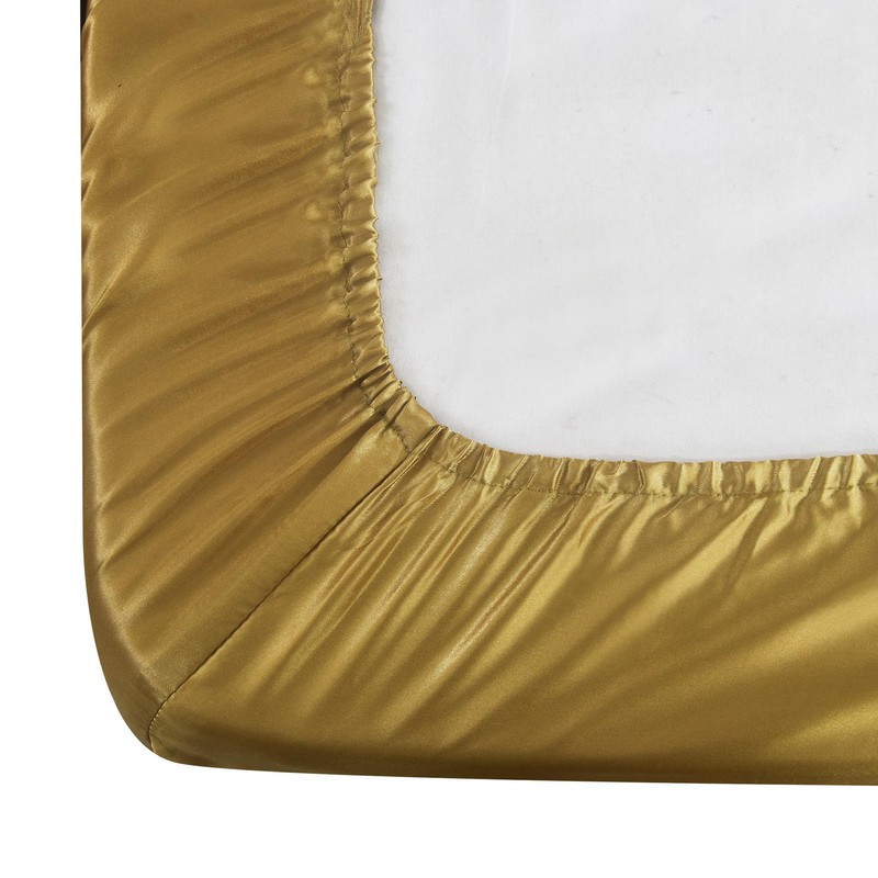 ROOEE Satin Silk Fitted Sheet with Pillowcase Set Breathable Soft