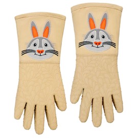 Alselo Grilling Gloves, Silicone Smoker Oven Gloves 1 Pair, Heat Resistant Oven Mitts,14" Grill BBQ Gloves, Non-Slip Silicone Internal Protective Cotton Layer, Waterproof (Khaki)