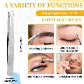 2PCS Nose Hair Trimming Tweezers, Universal Nasal Clippers for Men and Women, Silver Stainless Steel Nose Hair Clippers, Nose-Hair Trimmer with Leather Case for Ear-Hair, Eyebrows and Body-Hair