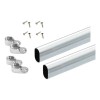 Tubo Closet Soporte Armario Barra 2 Tubo Kit Instalacion Plata