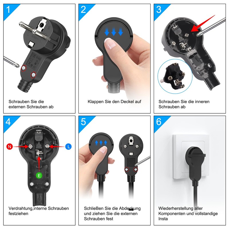 Schuko Plug Flat Extra Flat Earthing Contact Angle Plug with