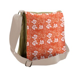 Ambesonne Orange Messenger Bag, Hawaiian Summer Hibiscus, Unisex Cross-body