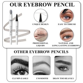Microblading Eyebrow Pen Magic Eyebrow Pencil Waterproof 3D Microblade Eyebrow Pen with 4 Fork Tip 2024 Upgrade Long-Lasting Natural Makeup Eyebrow Pencil for Women Girls